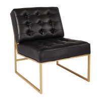 OSP Home Furnishings ATH51CG-B18 Anthony Chair in Black Faux Leather with Coated Gold Frame